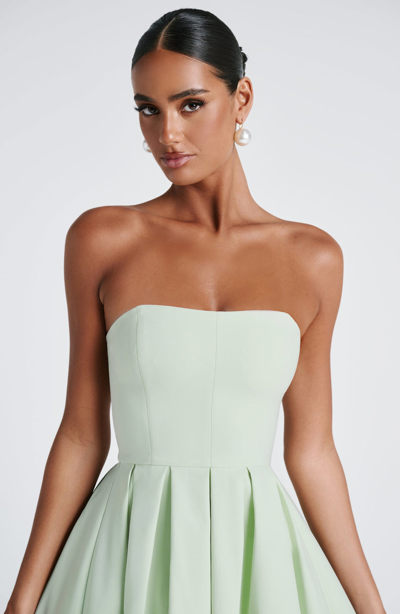 VESTIDO MIDI BUSTIER PLISSADO - SOFIA