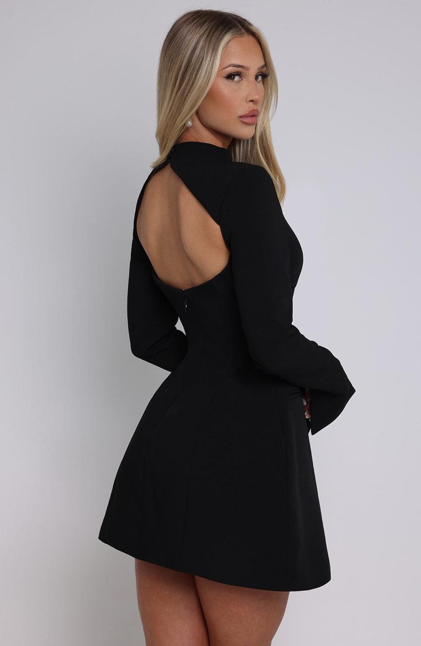 VESTIDO MINI COM DECOTE NAS COSTAS MANGA LONGA - BEATRICE