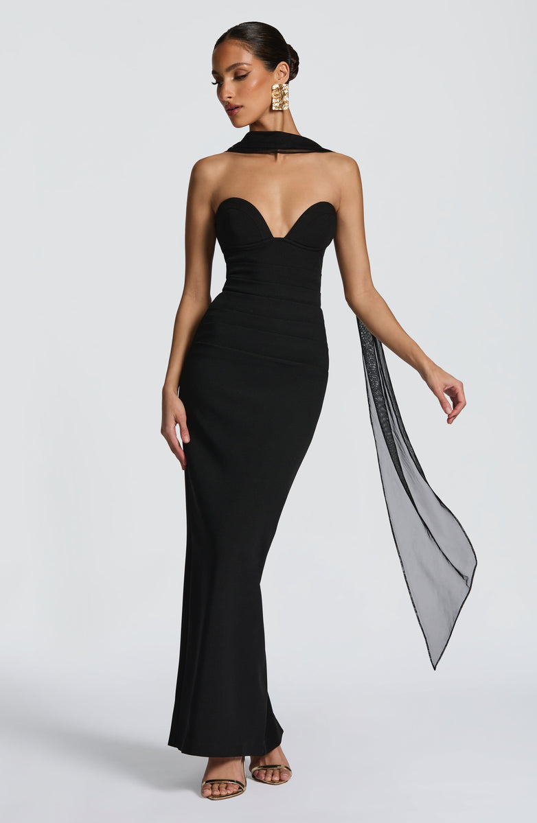 VESTIDO LONGO BUSTIER COM FENDA NAS COSTAS - POISON