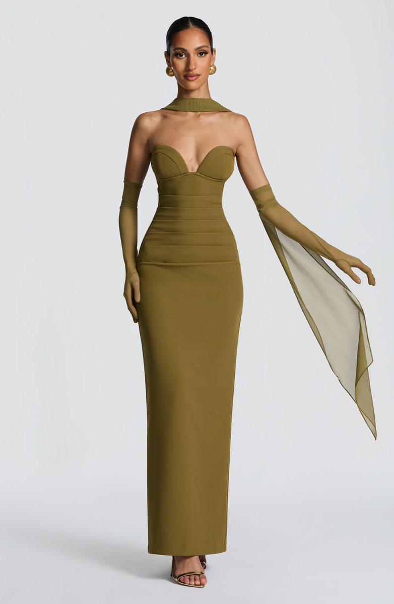 VESTIDO LONGO BUSTIER COM FENDA NAS COSTAS - POISON