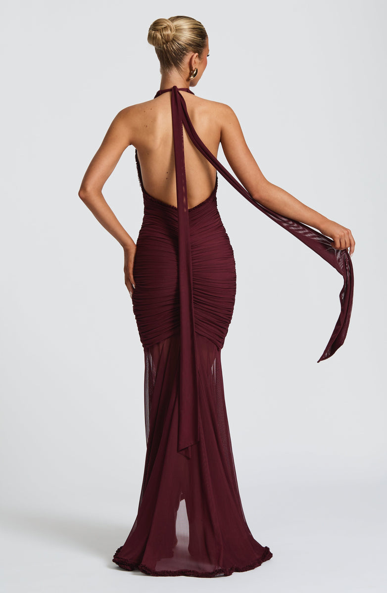 VESTIDO LONGO EM TULE COM ALÇAS E DECOTE EM V - SCARLET