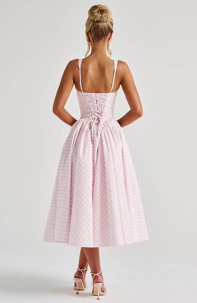 VESTIDO MIDI BUSTIER COM AMARRAÇÃO NAS COSTAS - FIONA