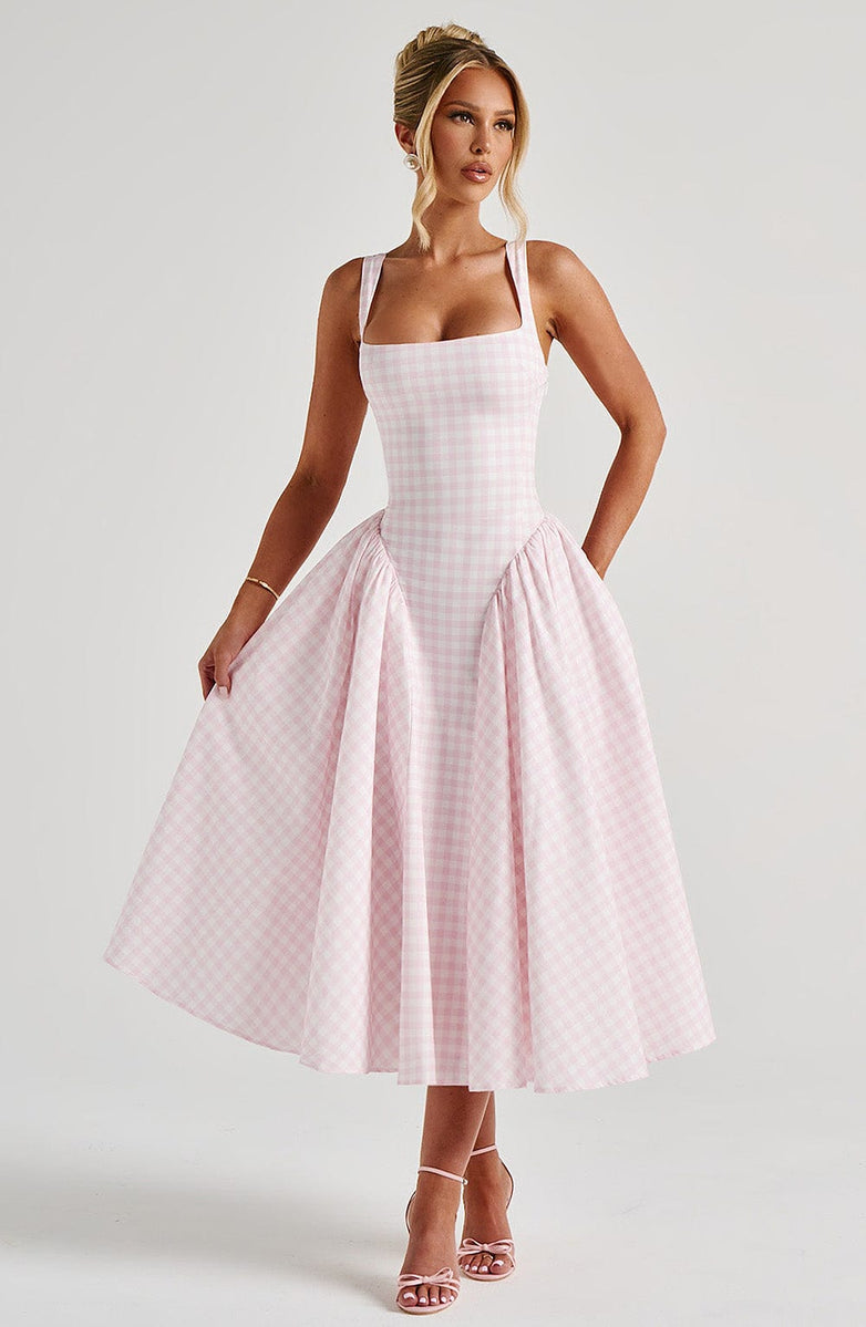VESTIDO MIDI BUSTIER COM AMARRAÇÃO NAS COSTAS - FIONA