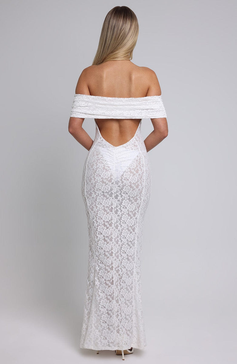 VESTIDO LONGO EM RENDA COM DECOTE OMBRO A OMBRO - CLOE