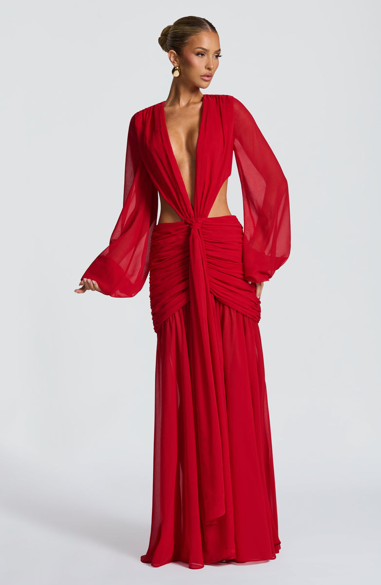 VESTIDO LONGO EM TULE COM DECOTE EM V - TAMARA