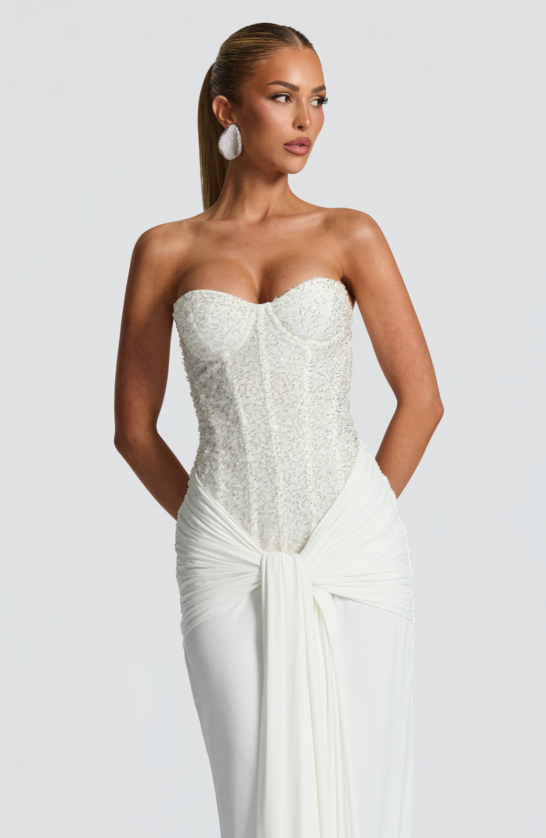 VESTIDO LONGO BUSTIER COM AMARRAÇÃO FRONTAL - MELANY