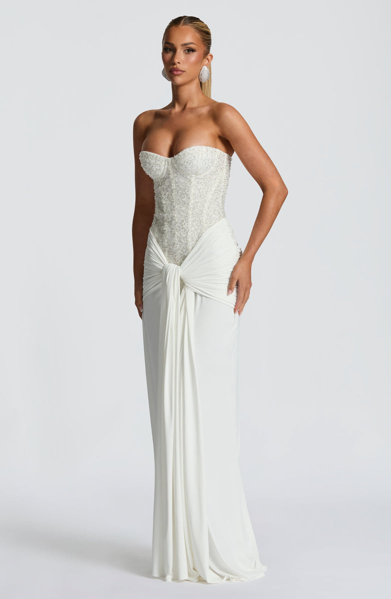 VESTIDO LONGO BUSTIER COM AMARRAÇÃO FRONTAL - MELANY