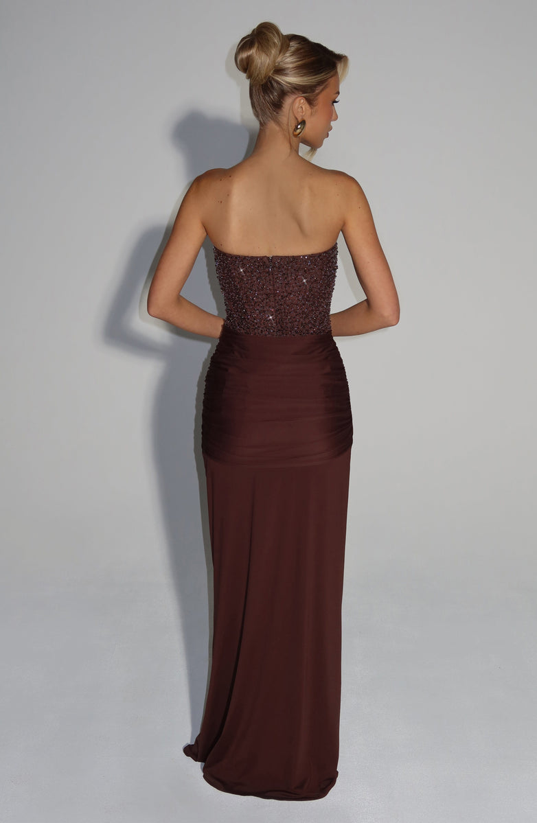 VESTIDO LONGO BUSTIER COM AMARRAÇÃO FRONTAL - MELANY