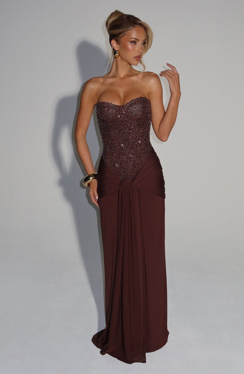 VESTIDO LONGO BUSTIER COM AMARRAÇÃO FRONTAL - MELANY