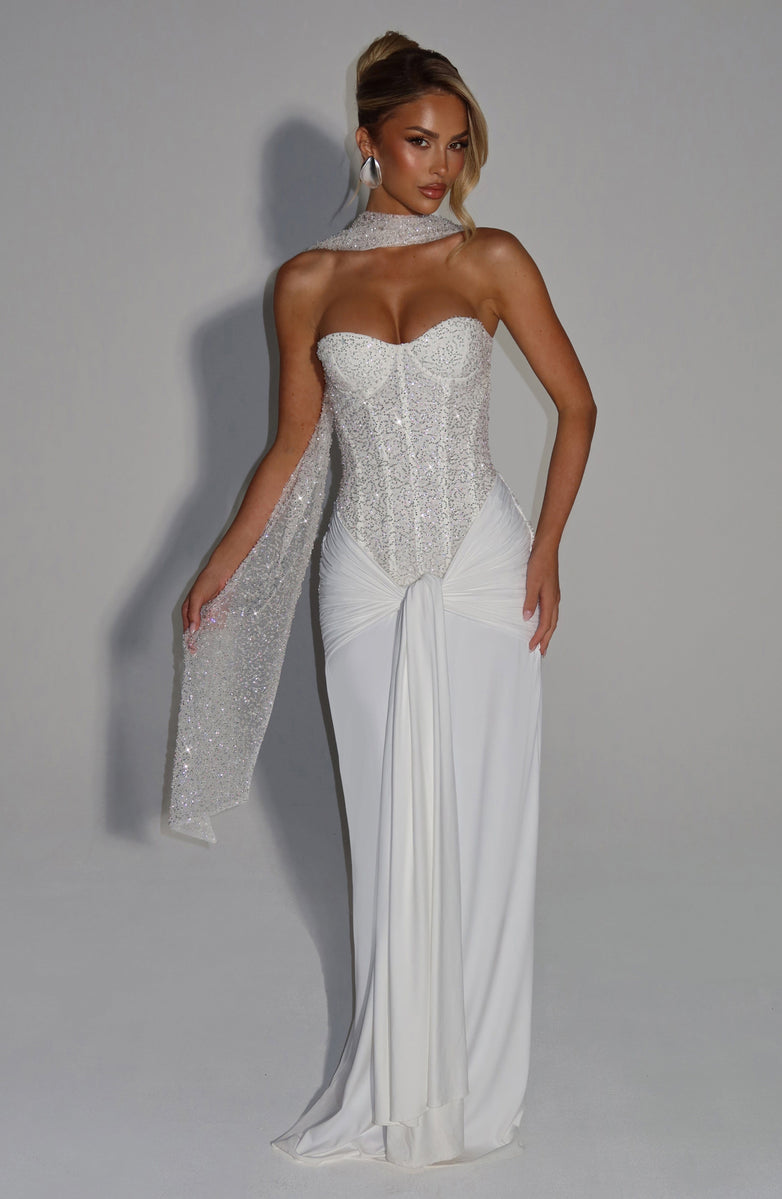VESTIDO LONGO BUSTIER COM AMARRAÇÃO FRONTAL - MELANY