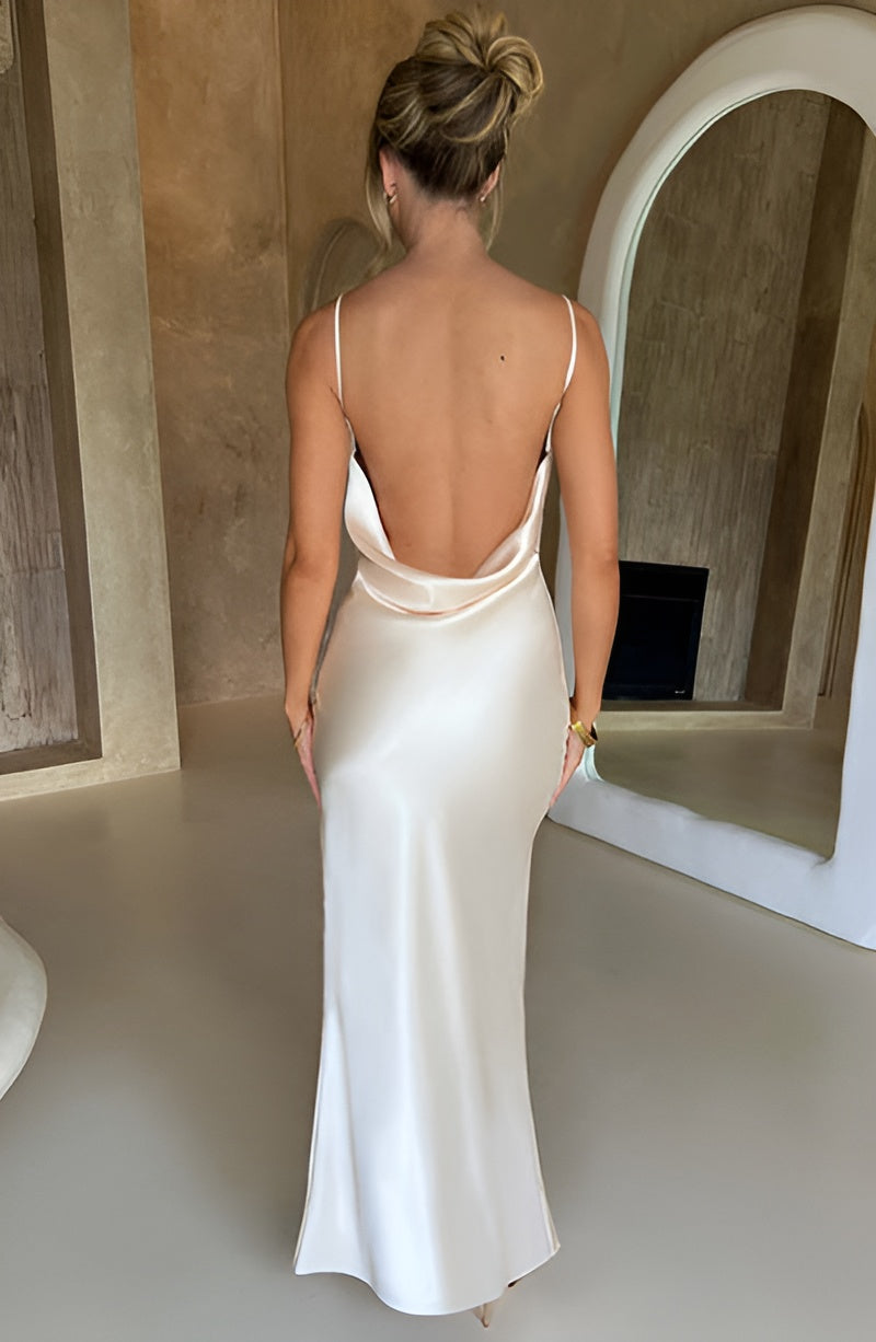 VESTIDO LONGO COM ALÇAS E FENDA LATERAL - FERNANDA