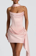 VESTIDO MINI BUSTIER COM AMARRAÇÃO NAS COSTAS - ANABELA