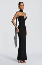 VESTIDO LONGO BUSTIER COM FENDA NAS COSTAS - POISON