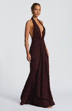VESTIDO LONGO EM RENDA COM DECOTE EM V - CHIARA