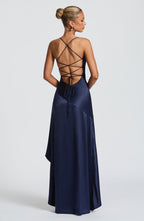 VESTIDO LONGO COM ALÇAS E FENDA LATERAL - MAYARA