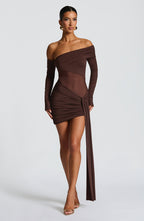 VESTIDO MINI EM TULE COM DECOTE OMBRO A OMBRO - CECILIA