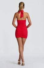 VESTIDO MINI DRAPEADO COM DECOTE PROFUNDO - JAGUAR