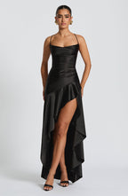 VESTIDO LONGO COM ALÇAS E FENDA LATERAL - MAYARA