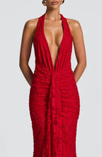 VESTIDO LONGO EM RENDA COM DECOTE EM V - CHIARA