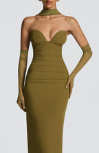 VESTIDO LONGO BUSTIER COM FENDA NAS COSTAS - POISON