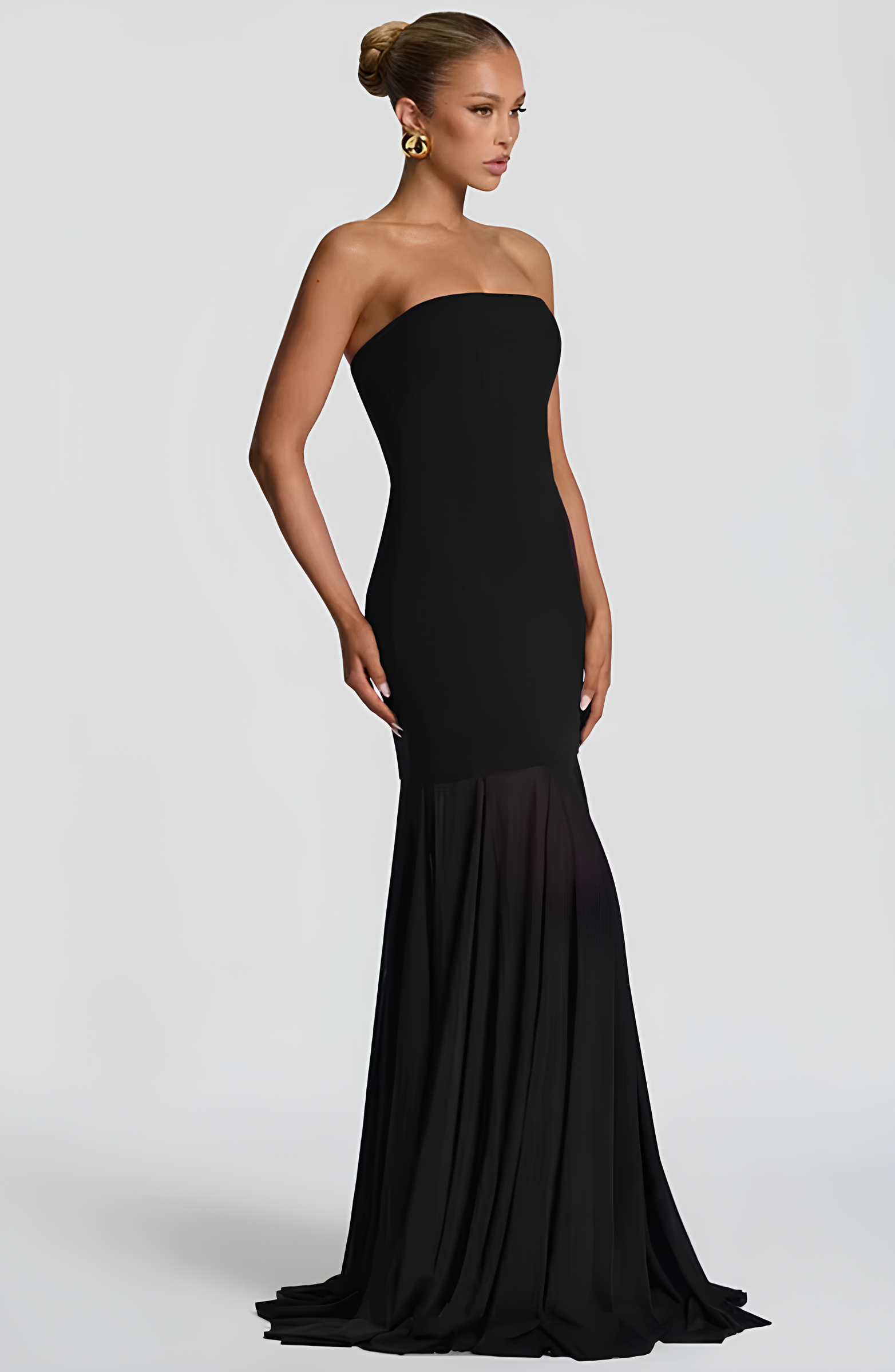 VESTIDO LONGO EM TULE COM DECOTE RETO - MELISSA