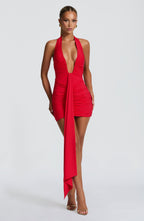 VESTIDO MINI DRAPEADO COM DECOTE PROFUNDO - JAGUAR