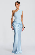 VESTIDO LONGO DRAPEADO COM DECOTE A OMBRO - ALYSSA