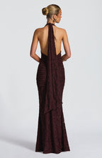 VESTIDO LONGO EM RENDA COM DECOTE EM V - CHIARA
