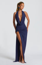 VESTIDO LONGO COM DECOTE EM V E FENDA LATERAL - MELANY