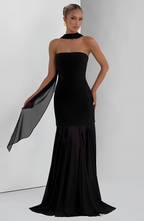 VESTIDO LONGO EM TULE COM DECOTE RETO - MELISSA