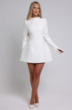 VESTIDO MINI COM DECOTE NAS COSTAS MANGA LONGA - BEATRICE