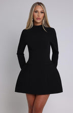 VESTIDO MINI COM DECOTE NAS COSTAS MANGA LONGA - BEATRICE