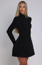 VESTIDO MINI COM DECOTE NAS COSTAS MANGA LONGA - BEATRICE