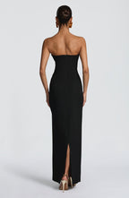 VESTIDO LONGO BUSTIER COM FENDA NAS COSTAS - POISON