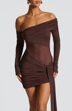 VESTIDO MINI EM TULE COM DECOTE OMBRO A OMBRO - CECILIA