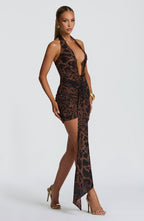 VESTIDO MINI DRAPEADO COM DECOTE PROFUNDO - JAGUAR