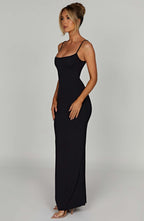 VESTIDO LONGO COM DECOTE SIMPLES E ALÇAS - CARINE