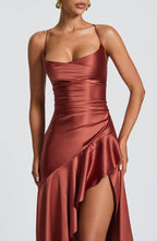 VESTIDO LONGO COM ALÇAS E FENDA LATERAL - MAYARA