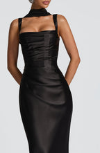 VESTIDO LONGO COM ALÇAS E AMARRAÇÃO NAS COSTAS - ELLIE