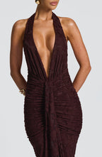 VESTIDO LONGO EM RENDA COM DECOTE EM V - CHIARA