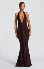 VESTIDO LONGO EM RENDA COM DECOTE EM V - CHIARA