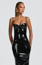 VESTIDO MIDI BUSTIER COM FENDA NAS COSTAS - BONNIE