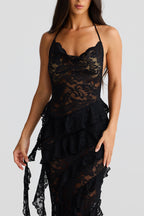 VESTIDO LONGO EM RENDA COM DECOTE NAS COSTAS - KIARA