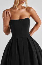 VESTIDO MIDI BUSTIER PLISSADO - SOFIA