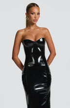 VESTIDO MIDI BUSTIER COM FENDA NAS COSTAS - BONNIE