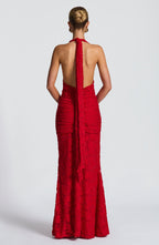 VESTIDO LONGO EM RENDA COM DECOTE EM V - CHIARA