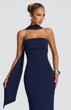 VESTIDO LONGO COM DECOTE RETO - CATARINA