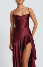 VESTIDO LONGO COM ALÇAS E FENDA LATERAL - MAYARA