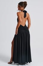 VESTIDO LONGO COM DECOTE EM V E FENDA LATERAL - SERENA