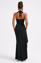 VESTIDO LONGO COM DECOTE EM V E FENDA LATERAL - JAMILE